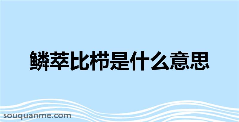 鳞萃比栉是什么意思 鳞萃比栉的拼音 鳞萃比栉的成语解释